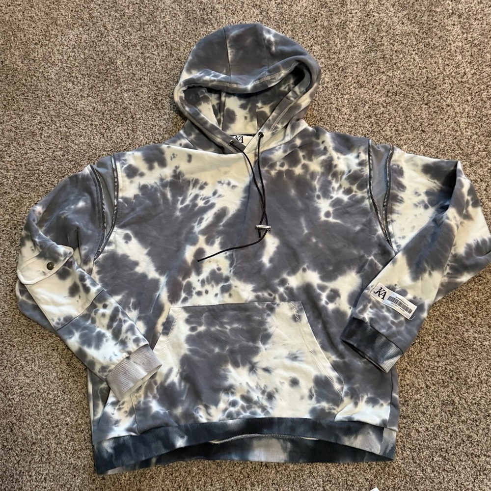 JK Attire Tie dye look hoodie Sweatshirt Size Small oversized zipper sleeves